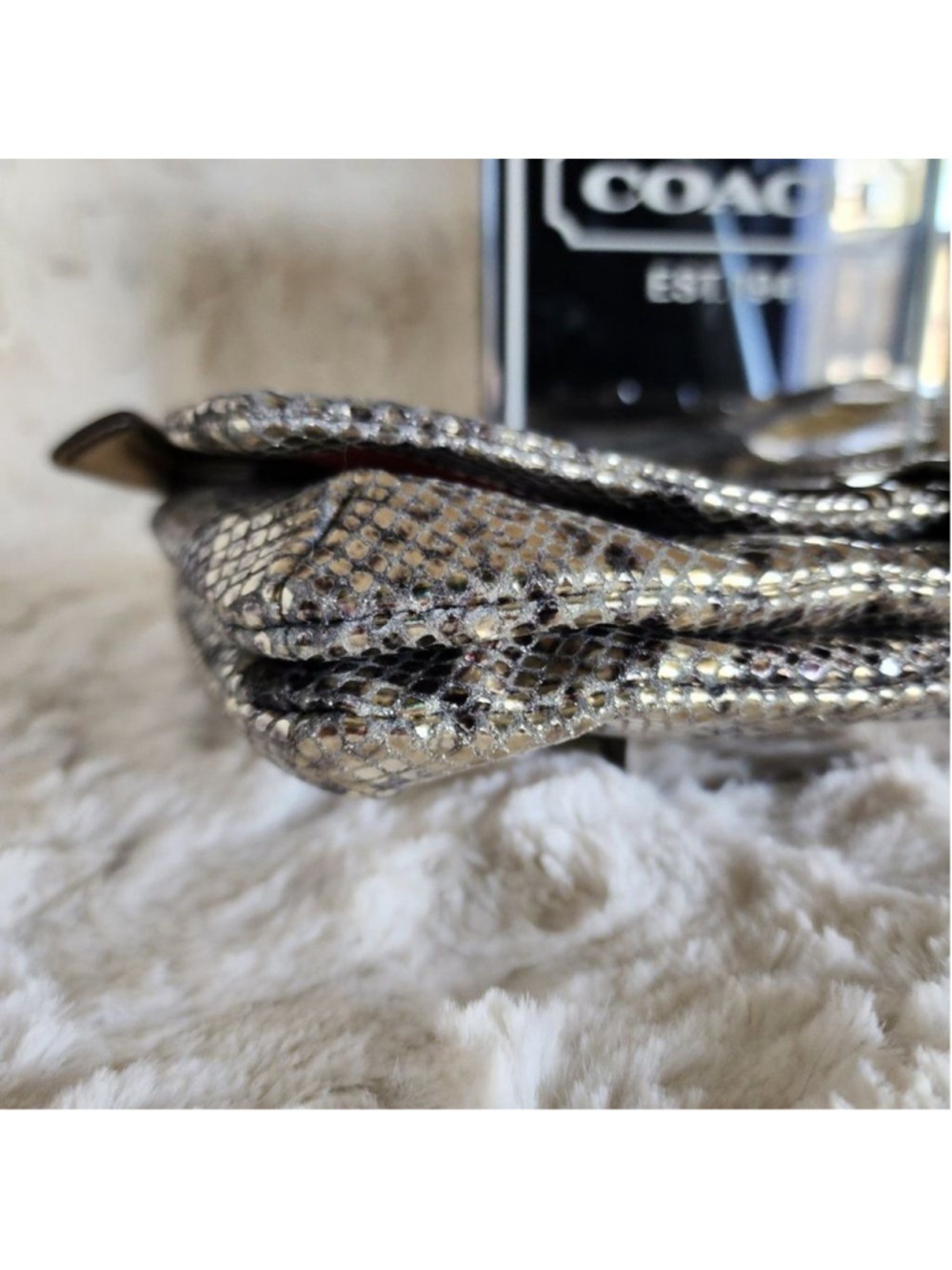 NWOT Coach Limited Edition Metallic Snakeskin Clutch - Picture 5 of 16